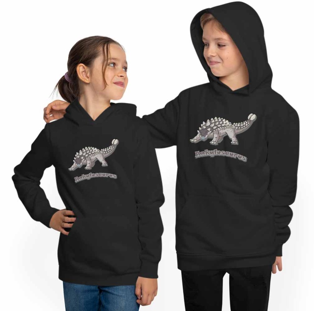Hooded Sweatshirt Kids Hoodie - With Ankylosaurus i63